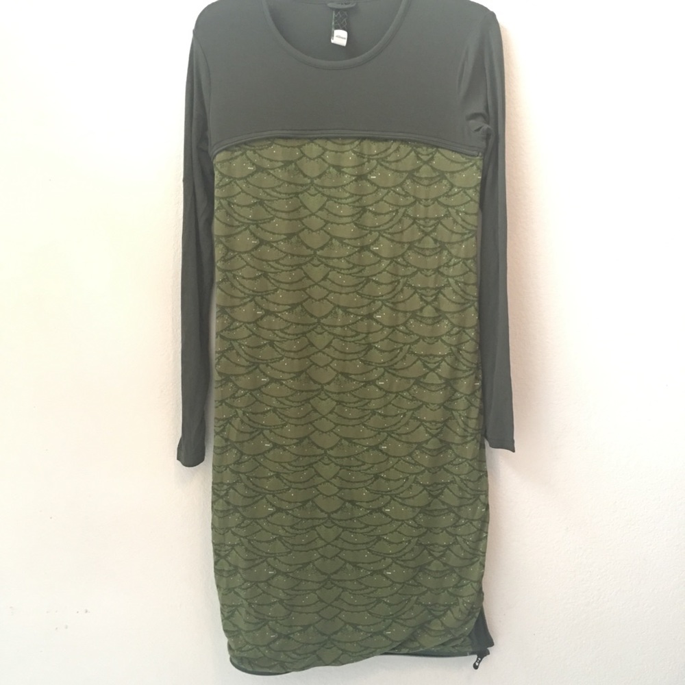Skunkfunk Black and Olive Green Long Sleeve Dress